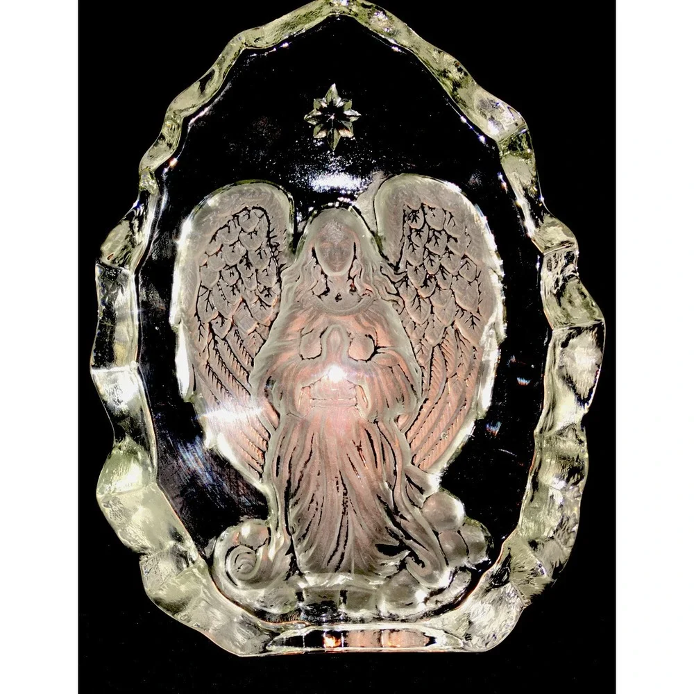 Fifth Avenue 3 Dimensional Angel Sculpture Solid Glass Christmas Spiritual Gift